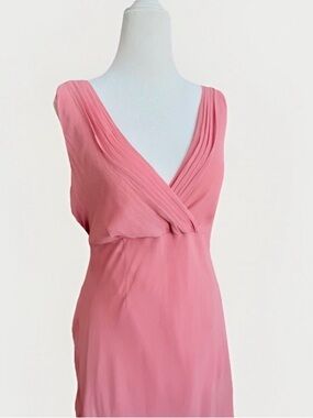 🌷Vintage Pink Chiffon Dress Size L Flowy Romantic Midi Cottagecore🎀